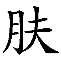 漢字「肤」の筆順(書き順)解説アニメーション