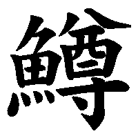 漢字「鱒」の筆順(書き順)解説アニメーション