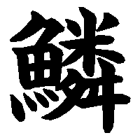 漢字「鱗」の筆順(書き順)解説アニメーション