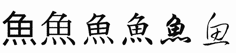 漢字「魚」の書体比較