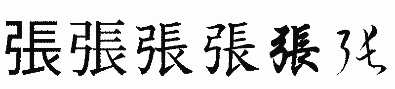 漢字「張」の書体比較