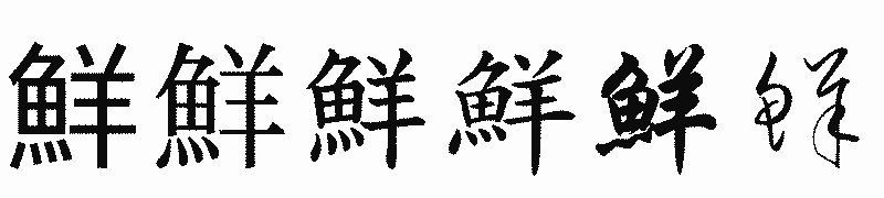 漢字「鮮」の書体比較