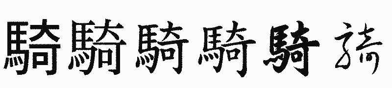 漢字「騎」の書体比較