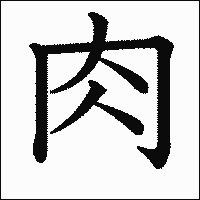 漢字「肉」の教科書体イメージ