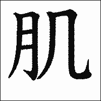 漢字「肌」の教科書体イメージ