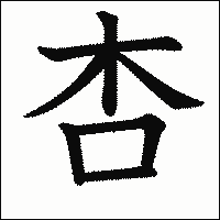 漢字「杏」の教科書体イメージ