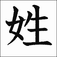 漢字「姓」の教科書体イメージ
