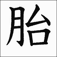 漢字「胎」の教科書体イメージ