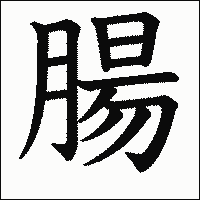 漢字「腸」の教科書体イメージ