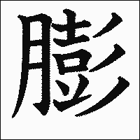漢字「膨」の教科書体イメージ