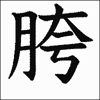 漢字「胯」の教科書体イメージ