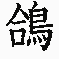 漢字「鴿」の教科書体イメージ