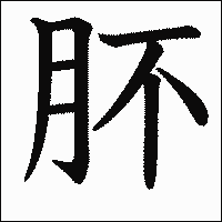 漢字「肧」の教科書体イメージ
