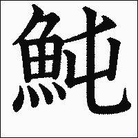 漢字「魨」の教科書体イメージ