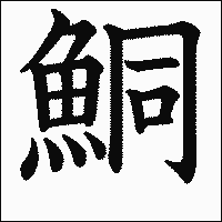 漢字「鮦」の教科書体イメージ