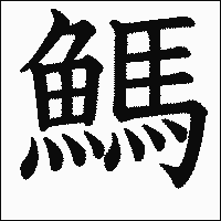 漢字「鰢」の教科書体イメージ
