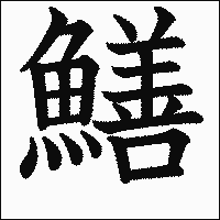 漢字「鱔」の教科書体イメージ