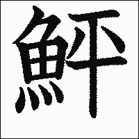 漢字「鮃」の教科書体イメージ