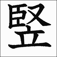 漢字「竪」の教科書体イメージ