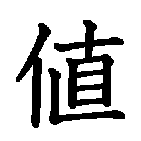 漢字「値」の筆順(書き順)解説アニメーション