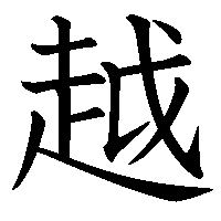 漢字「越」の筆順(書き順)解説アニメーション