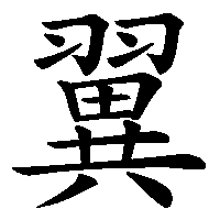 漢字「翼」の筆順(書き順)解説アニメーション