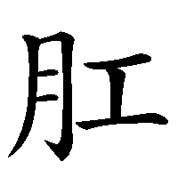 漢字「肛」の筆順(書き順)解説アニメーション