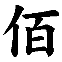 漢字「佰」の筆順(書き順)解説アニメーション