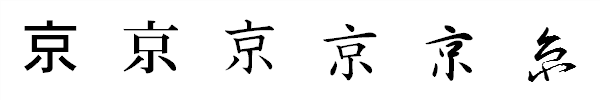漢字「京」の書体による違い 漢字「京」の書体による違い
