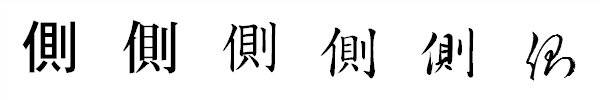 漢字「側」の書体による違い 漢字「側」の書体による違い