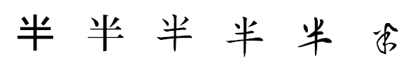 漢字「半」の書体による違い 漢字「半」の書体による違い
