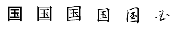 漢字「国」の書体による違い 漢字「国」の書体による違い