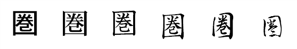 漢字「圏」の書体による違い 漢字「圏」の書体による違い
