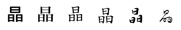漢字「晶」の書体による違い 漢字「晶」の書体による違い