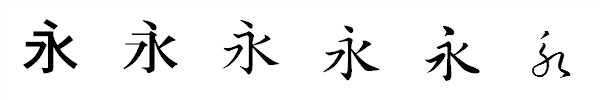 漢字「永」の書体による違い 漢字「永」の書体による違い