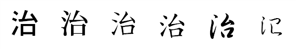 漢字「治」の書体による違い 漢字「治」の書体による違い