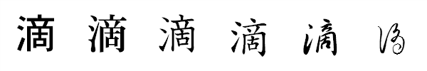 漢字「滴」の書体による違い 漢字「滴」の書体による違い