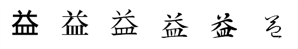 漢字「益」の書体による違い 漢字「益」の書体による違い