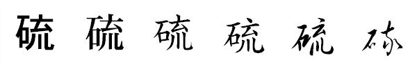 漢字「硫」の書体による違い 漢字「硫」の書体による違い