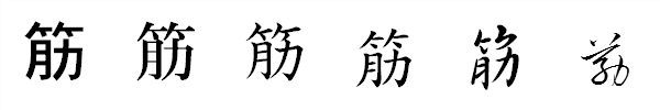 漢字「筋」の書体による違い 漢字「筋」の書体による違い