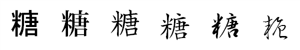 漢字「糖」の書体による違い 漢字「糖」の書体による違い