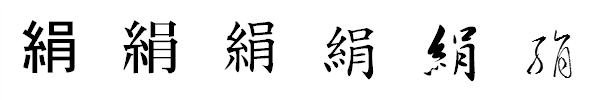 漢字「絹」の書体による違い 漢字「絹」の書体による違い