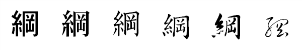 漢字「綱」の書体による違い 漢字「綱」の書体による違い