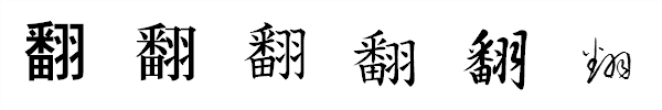 漢字「翻」の書体による違い 漢字「翻」の書体による違い