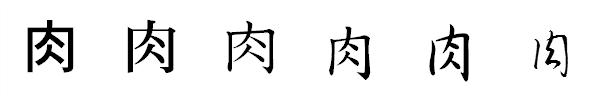 漢字「肉」の書体による違い 漢字「肉」の書体による違い