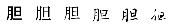 漢字「胆」の書体による違い 漢字「胆」の書体による違い