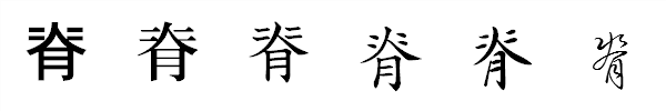 漢字「脊」の書体による違い 漢字「脊」の書体による違い