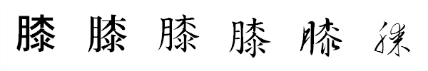 漢字「膝」の書体による違い 漢字「膝」の書体による違い