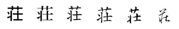 漢字「荘」の書体による違い 漢字「荘」の書体による違い