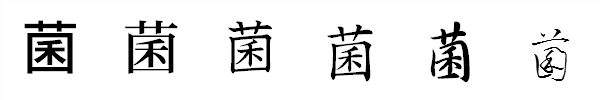 漢字「菌」の書体による違い 漢字「菌」の書体による違い
